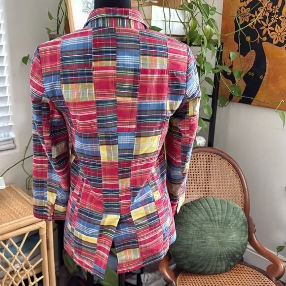 Polo Ralph Lauren Men’s Madras Plaid Button Up Blazer Jacket - Picture 2 of 4